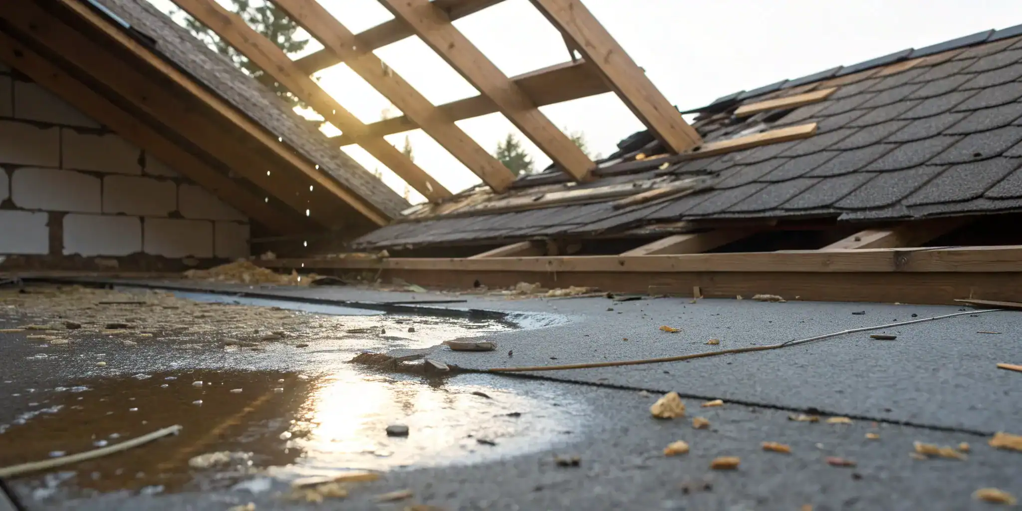 A roof collapse causing interior damage, a situation testing your insurance coverage.